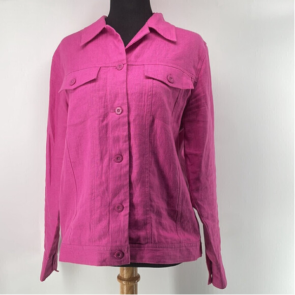 Relativity Barbie pink linen jacket light weight vacation coastal  sz sm - Picture 5 of 10